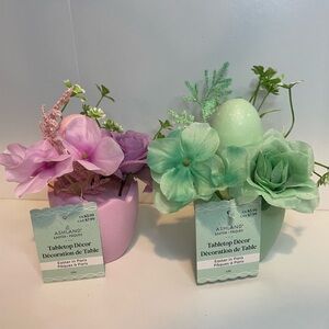 Pastel Floral Arrangements in Easter Eggs - Pink and Green, Floral Table Decor